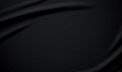 Black silk cloth abstract background. Black linen texture concept