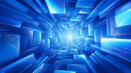 Poster - mesmerizing abstract blue background with swirling diamonds and squares in a mesmerizing geometric pattern. 