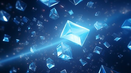 Poster - mesmerizing abstract blue background with swirling diamonds and squares in a mesmerizing geometric pattern. 