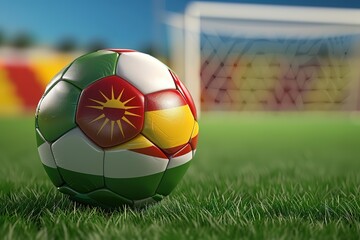 soccer field with football ball and soccer goal 3d-illustration