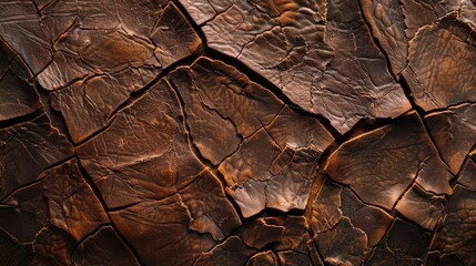 Poster - Cracked dark brown leather background