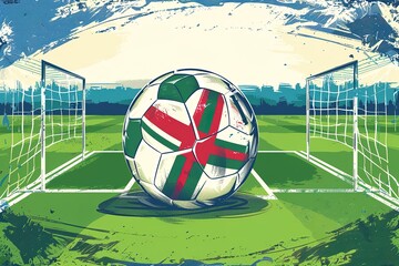 soccer field with football ball and soccer goal 3d-illustration