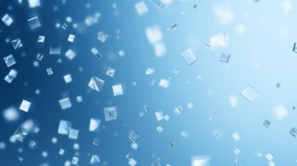 Poster - minimalist abstract blue background with scattered diamonds and squares in a subtle geometric pattern. 