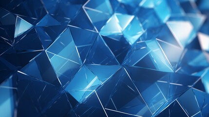 Poster - photograph of a modern abstract blue background design with diamonds and squares in a random geometric pattern.