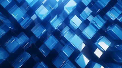 Poster -  modern abstract blue background with interlocking diamonds and squares in a complex geometric pattern. 