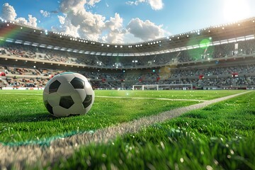 Sticker - Tradition soccer ball illuminated by stadium lights