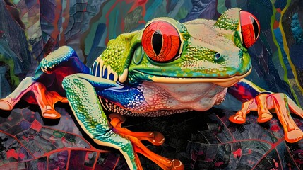 Wall Mural - Red eye frog. 