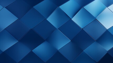 Poster -  a striking abstract blue background with contrasting diamonds and squares in a bold geometric pattern.