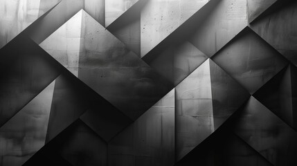 Wall Mural - Black and white photo of a geometric wall.