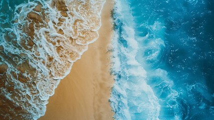 Wall Mural - Ocean Waves Crashing on Sandy Beach