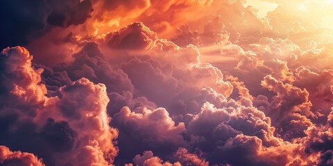 Poster - The sky is filled with clouds and the sun is shining through them