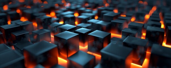Wall Mural - Glowing Abstract Cubes