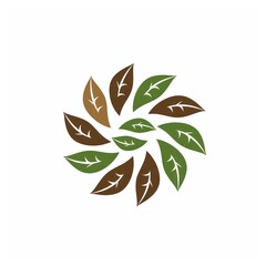 Green and Brown Leaf Circle Logo