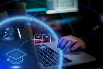 Wall Mural - a hacker using computer photo