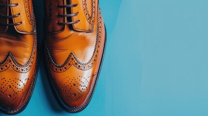 Wall Mural - Men s shoes on a blue backdrop