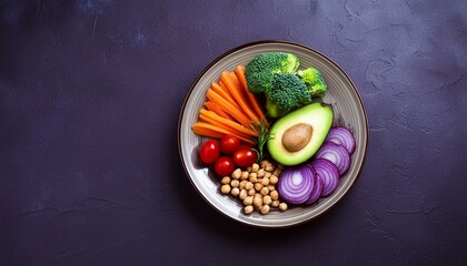 Healthy eating Vegan vegetarian food. Plant-based diet. Healthy dinner. Buddha bowl with fresh vegetables. High quality photo, top view.