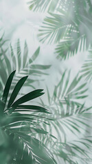 Wall Mural - Close up of palm tree leaves on a white background