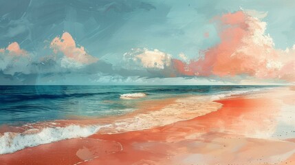 Beach Sunset, Painted Landscape