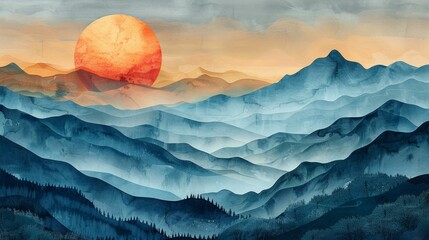 Wall Mural - Majestic Mountain Sunset