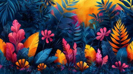 Wall Mural - Vibrant Tropical Rainforest Scene