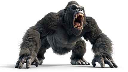 King Kong 3D animation isolated on white background