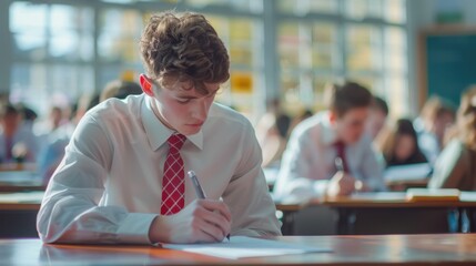 Wall Mural - The student writing exam.