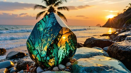 Wall Mural - Sea Glass Sunset.