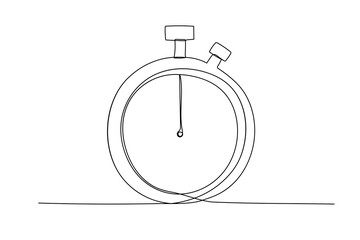 Stopwatch one line icon. Doodle drawing isolated on white background