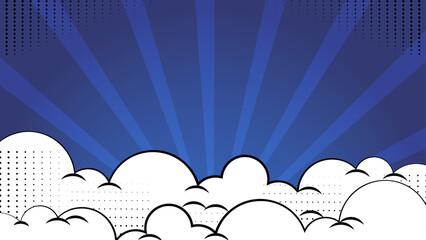 Graphic design illustration of a comic book style background, Comic background with clouds