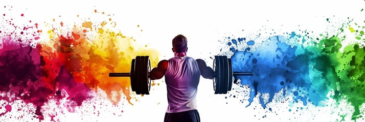 Weightlifting with Watercolor Splatter Background