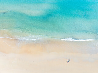 Canvas Print - Amazing nature seashore landscape background,Aerial view waves crashing on beach ocean background