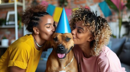 Canvas Print - The dog with party hat