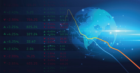 Aufkleber - Stock market design. Index stock market stock exchange in web application on a blue theme screen, trading analysis investment financial concept.