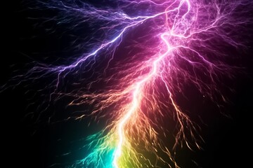 Wall Mural - the vivid beauty of a rainbow lightning background, where nature's brilliance meets the electrifying force of a thunderstorm.