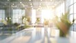© _veiksme_ - Modern Office with Blurred Greenery and Natural Light Reflections