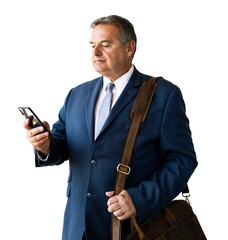 Wall Mural - Closeup of a businessman using his phone transparent png