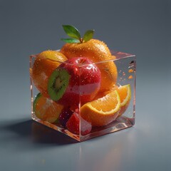 fruit in ice cube