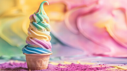 delicious ice cream on cool background, colorful ice cream background, banner of an ice cream