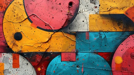 Wall Mural - An edgy urban wall background with intricate graffiti art, showcasing street art elements like murals, tags, and abstract forms, vivid colors and high contrast, lively and contemporary vibe