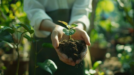 Wall Mural - The Hands Holding a Seedling