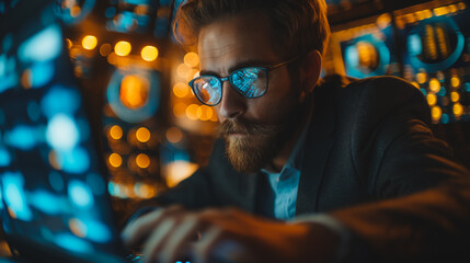 Wall Mural - A man  typing on a laptop with coding libraries on the screen.