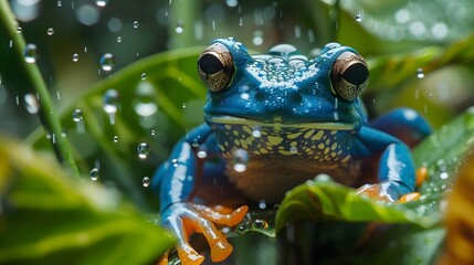 Vietnamese Blue (Gliding or Flying) Tree Frog. 