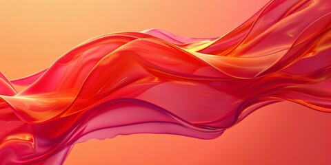 Wall Mural - Abstract image featuring flowing waves in vibrant red and orange hues. The smooth, fluid shapes create a sense of motion and energy, making it visually captivating and dynamic.