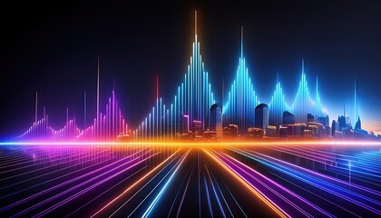 Wall Mural - A chart displays data visually using symbols like bars, lines, or slices.Line charts show trends over time by connecting data points with lines.