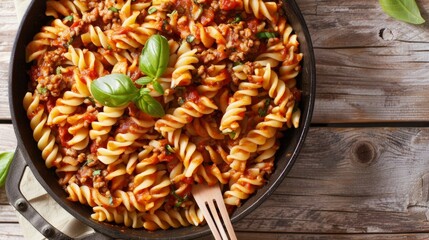 Wall Mural - Savory pasta dish cooked in a classic Italian style sauce, ready in minutes
