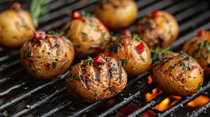 Grilled Potatoes with Herbs and Chili Peppers