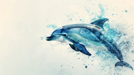 Wall Mural - Dolphin Leaping Through a Watercolor Splash