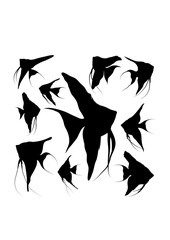 Wall Mural - Angelfish animal silhouettes