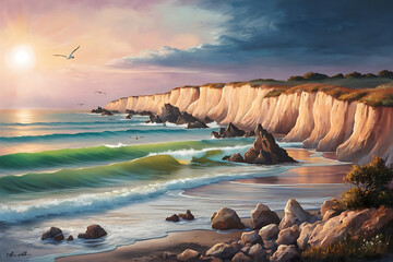 Wall Mural - beach at sunset