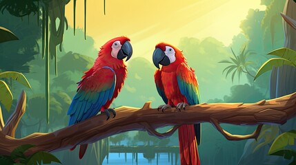 two parrots outdoor